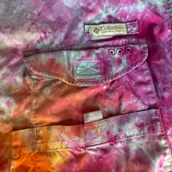 Columbia PFG Tie Dye short sleeve button up shirt Mens size Large - Picture 3 of 9